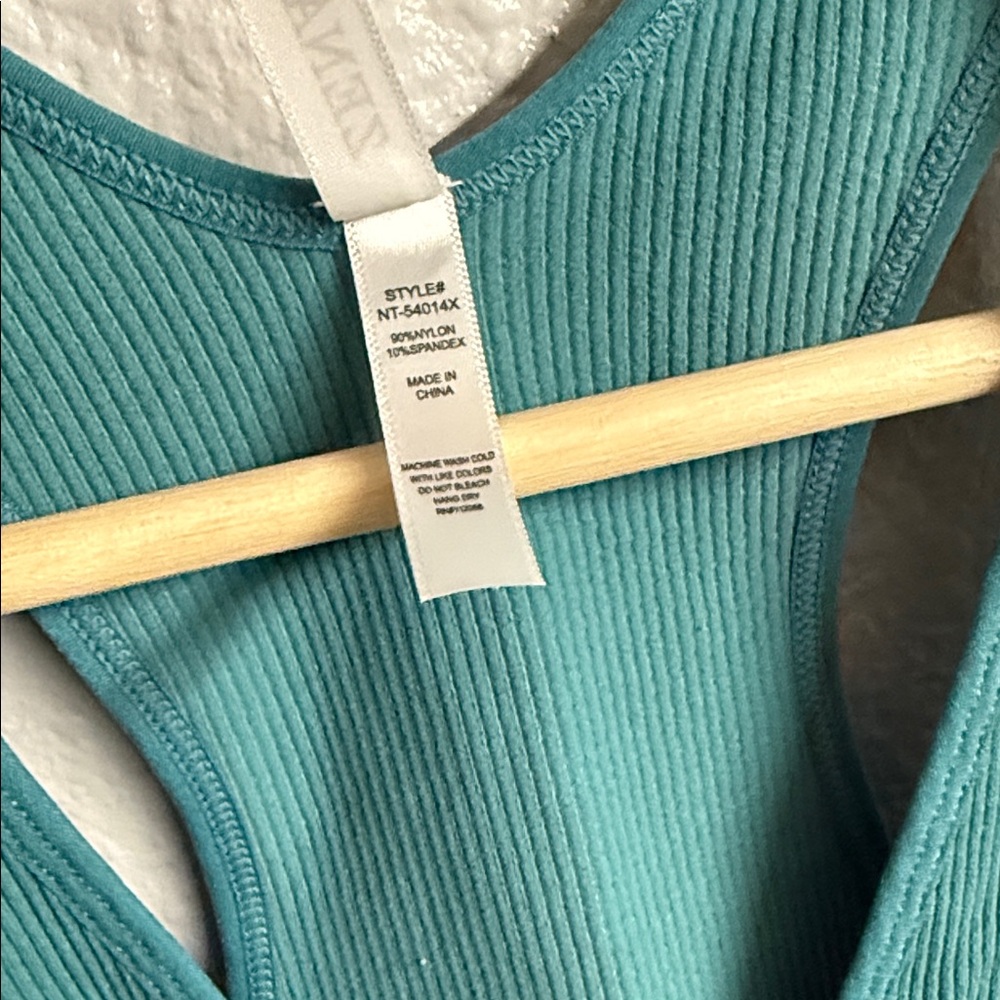 Zenana Outfitters Teal Ribbed V-Neck Tank Top - Picture 4 of 4